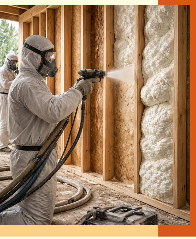 Утепление каркасного дома ППУ в Солнечногорске от 2914 руб./м2 — работа под ключ | ТепломастерСлн