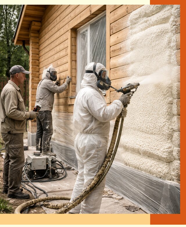 Утепление дома из бруса ППУ в Солнечногорске от 4007 руб/м2 под ключ | ТепломастерСлн