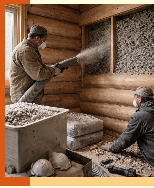 Утепление дома из бруса эковатой в Солнечногорске