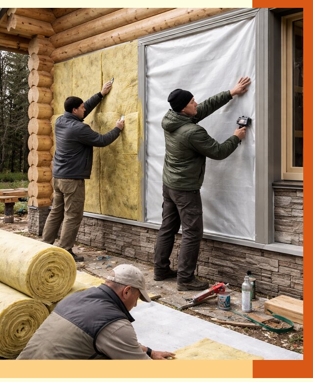 Утепление бревенчатого дома в Солнечногорске от 7962 руб/м2 — заказать под ключ | ТепломастерСлн