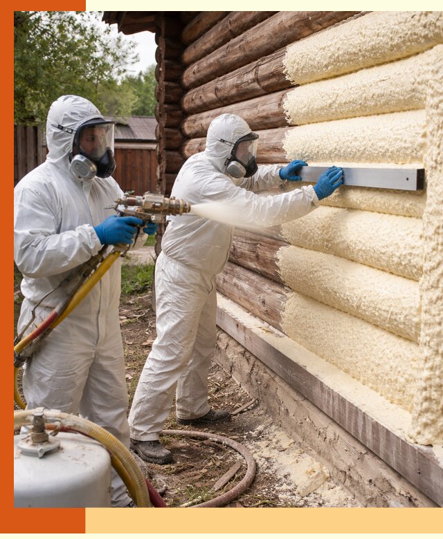 Утепление бревенчатого дома ППУ в Солнечногорске эффективной изоляцией