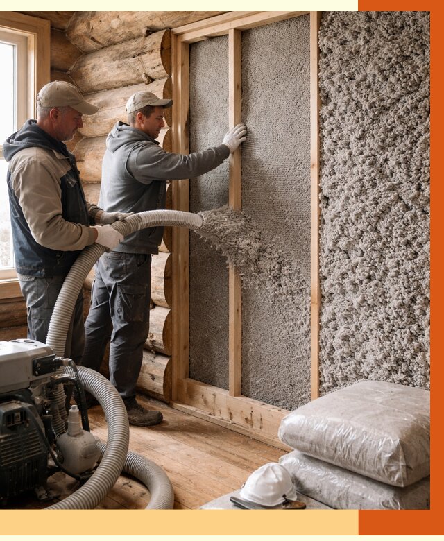 Утепление бревенчатого дома эковатой в Солнечногорске от 2862 руб. | ТепломастерСлн