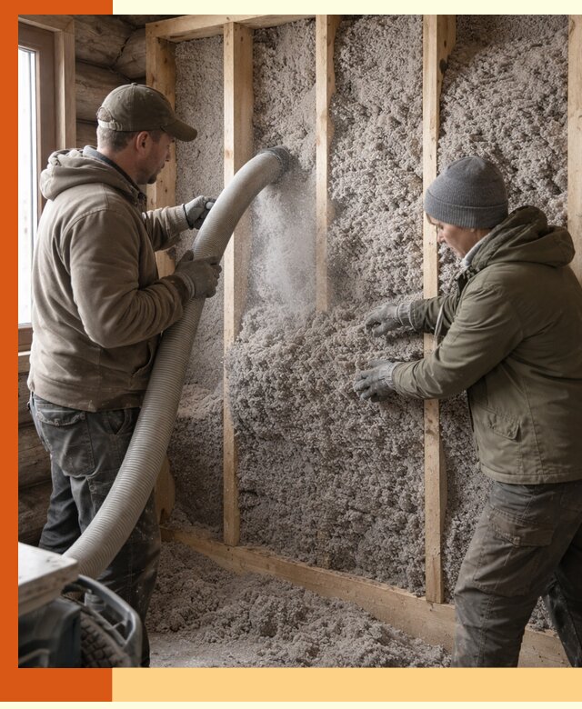 Утепление бревенчатого дома эковатой в Солнечногорске