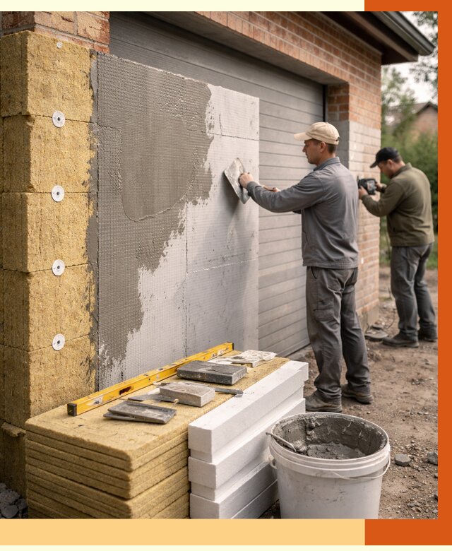 Утепление гаража снаружи в Солнечногорске от 4371 руб. за м2 — наружное утепление под ключ | ТепломастерСлн