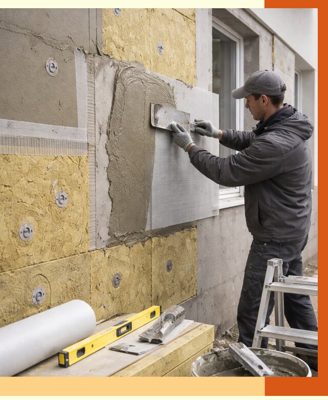 Утепление фасада под штукатурку в Солнечногорске от 4371 руб/м2 — монтаж пенопластом и минватой | ТепломастерСлн