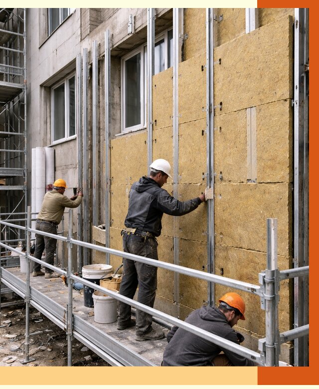 Утепление вентилируемого фасада в Солнечногорске от 5828 руб/м2 — монтаж и утепление вентфасад | ТепломастерСлн