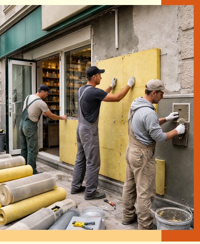 Утепление магазина в Солнечногорске от 4684 руб/м2 — цена, стены и снаружи | ТепломастерСлн