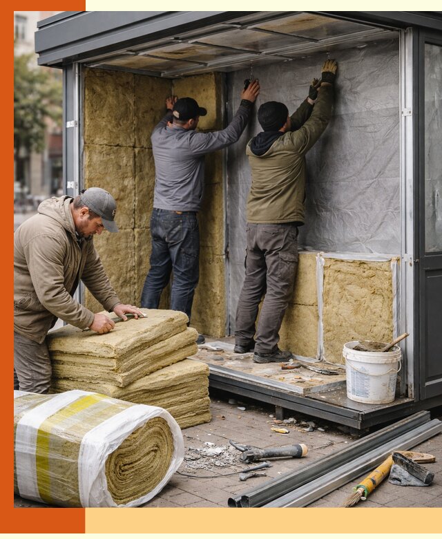 Утепление павильона шаурмы под ключ в Солнечногорске