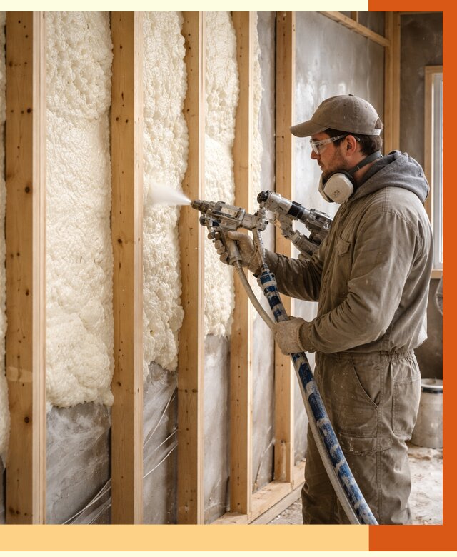 Утепление каркасной стены ППУ в Солнечногорске от 4423 руб./м2 под ключ | ТепломастерСлн