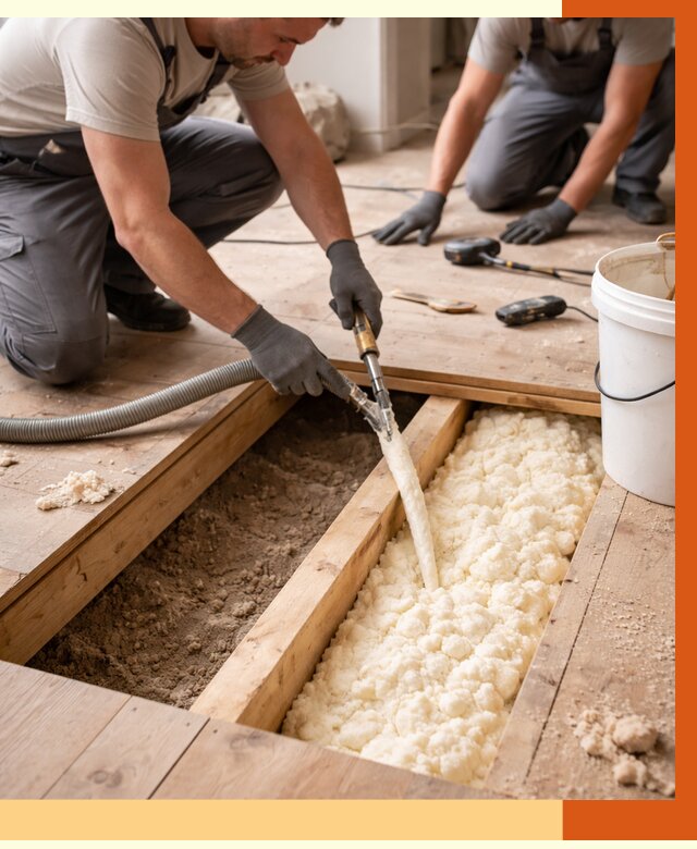 Заполнение пустот пола в Солнечногорске от 2810 руб. — утепление пустот пола под ключ | ТепломастерСлн