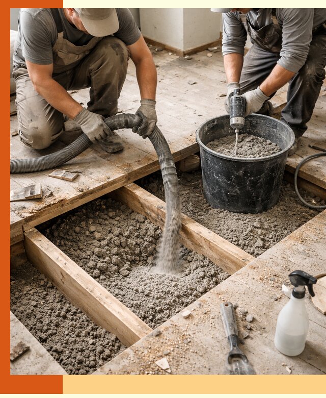 Заполнение пустот пола в Солнечногорске полиуретаном и пенополистиролом