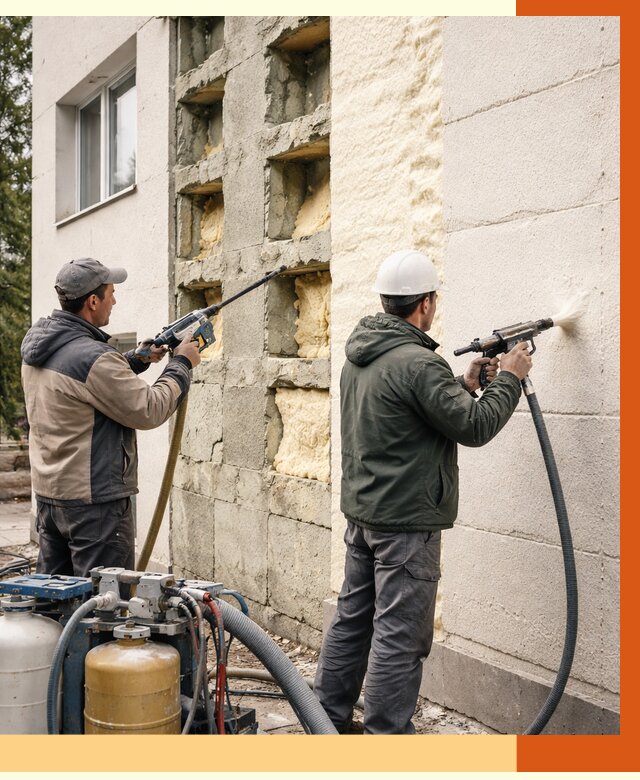 Заполнение пустот фасада в Солнечногорске от 4684 руб. — утепление пустот облицовки | ТепломастерСлн