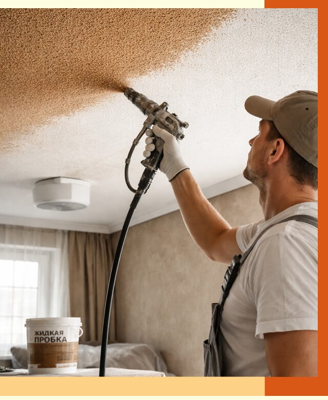 Утепление потолка жидкой пробкой в Солнечногорске от 3643 руб. | ТепломастерСлн