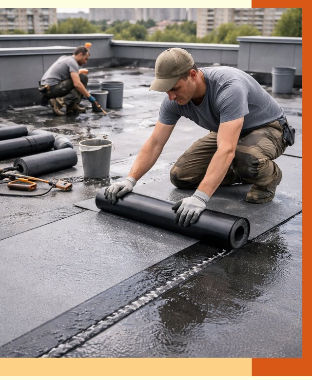 Гидроизоляция плоской кровли в Солнечногорске от 4684 руб./м2 — профессионально | ТепломастерСлн