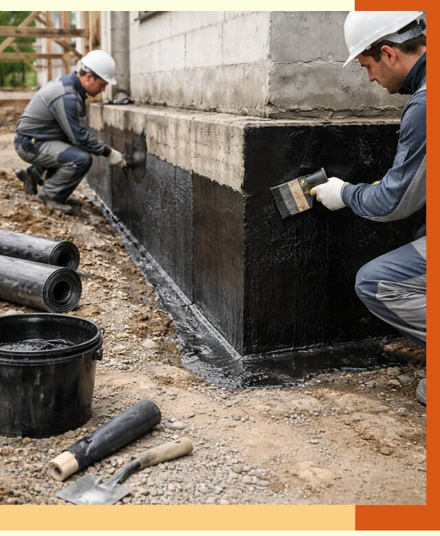 Гидроизоляция фундамента в Солнечногорске от 1301 руб. — профессионально, под ключ | ТепломастерСлн