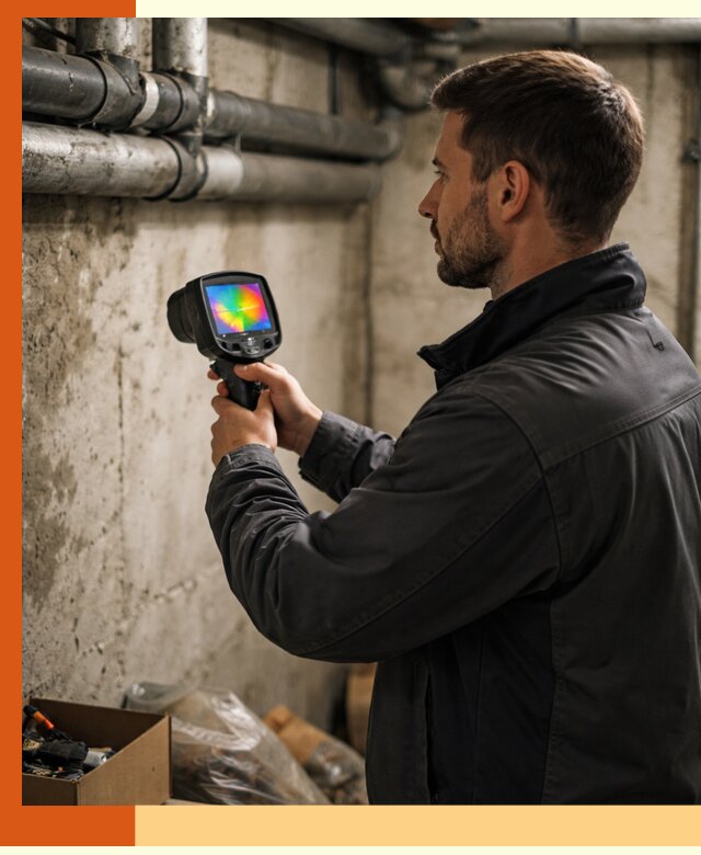 Тепловизионное обследование подвала в Солнечногорске для поиска утечек тепла