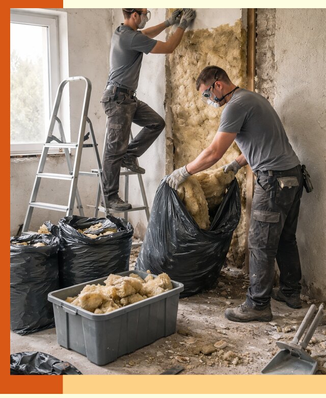 Демонтаж старого утеплителя и вывоз отходов в Солнечногорске