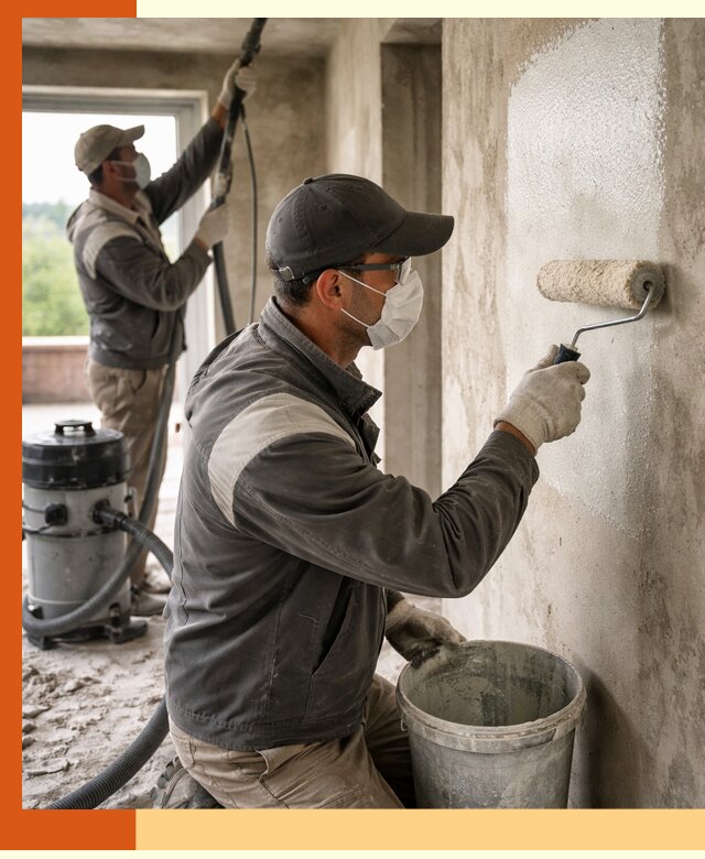 Подготовка поверхности под напыление утеплителя в Солнечногорске